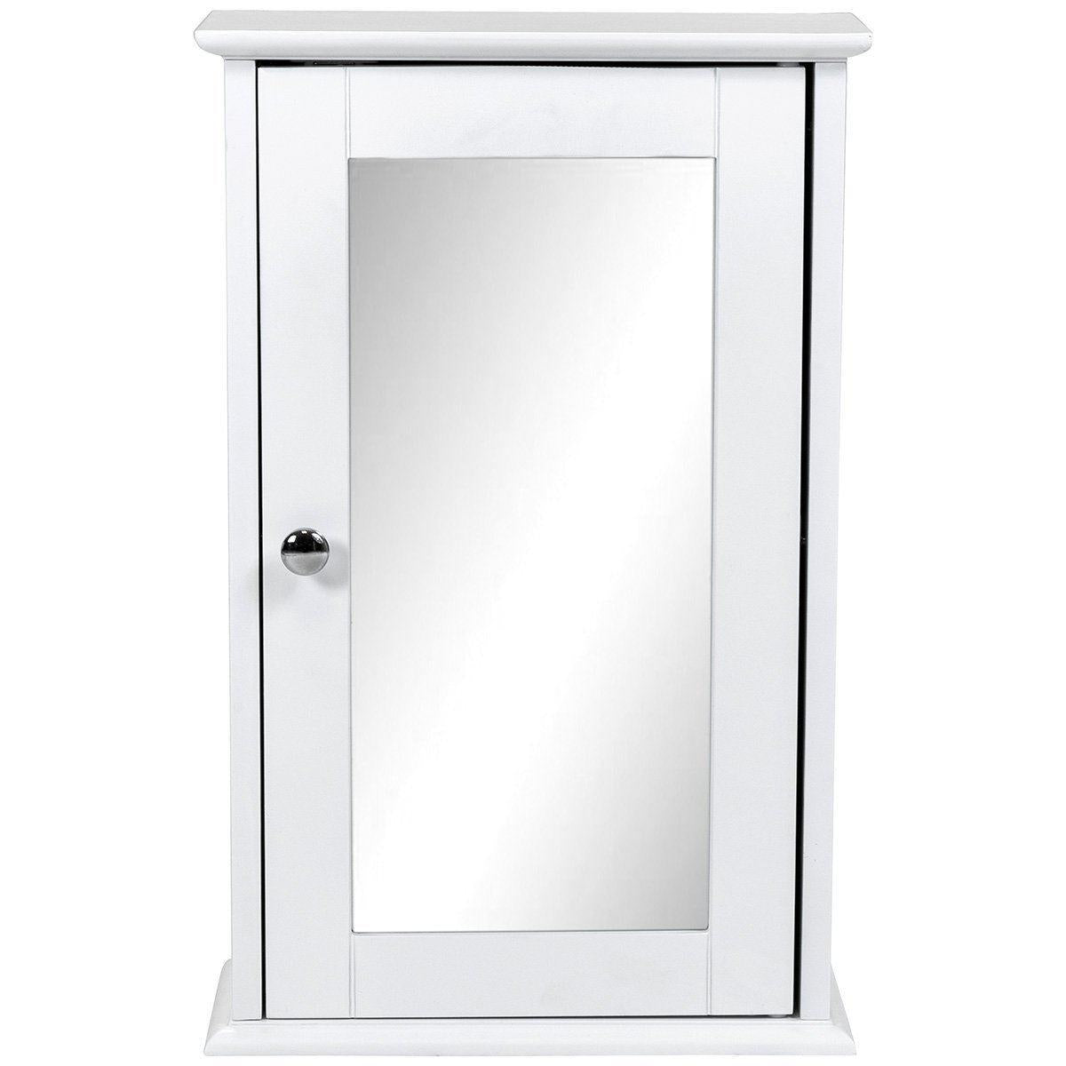 White -Single Mirror Cabinet With Shelf