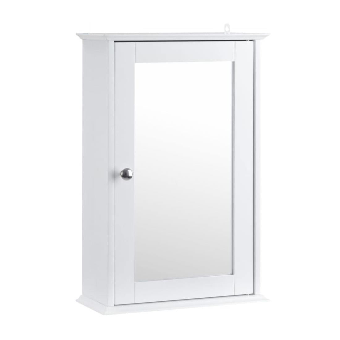 White -Single Mirror Cabinet With Shelf