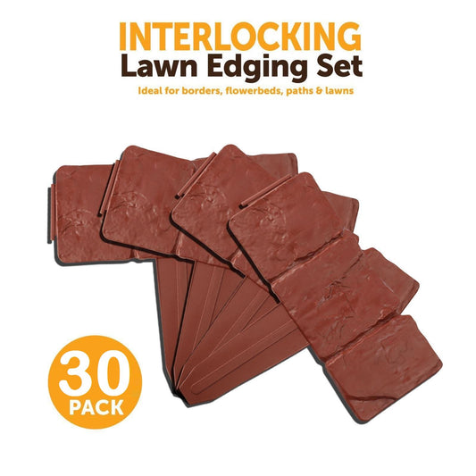 30 Terracotta Interlocking Lawn Edging Set