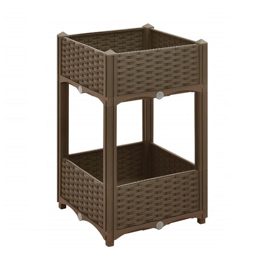 Two Tier Rattan Effect Raised Deep Garden Bed