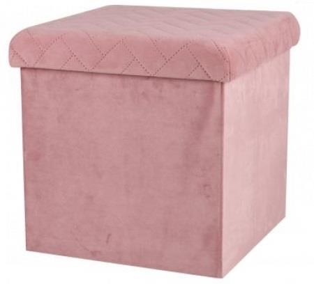 Foldable Storage Ottoman Velvet Pink