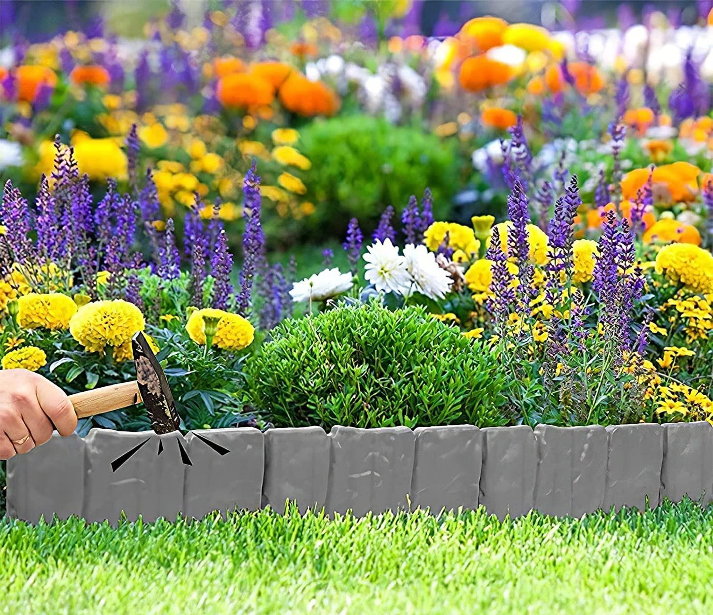Grey 30Pk Stone Effect Garden Border Set