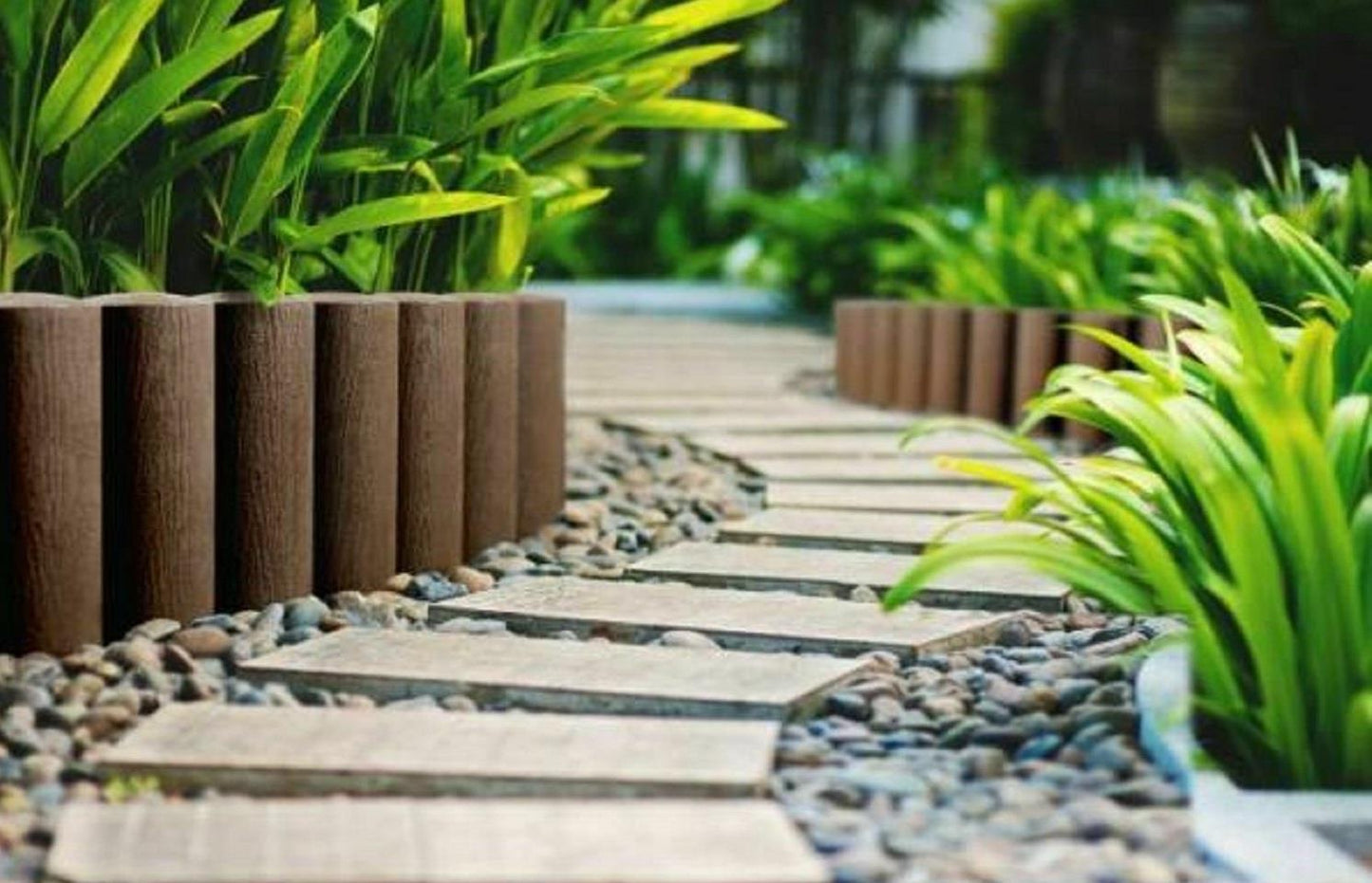 8PK Plastic Cylindrical Garden Edging (Brown)