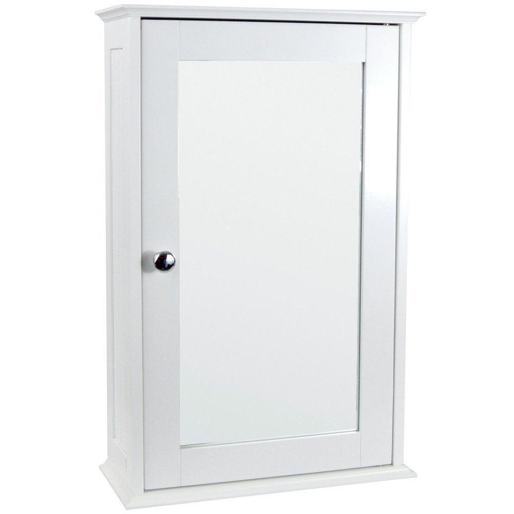 White -Single Mirror Cabinet With Shelf