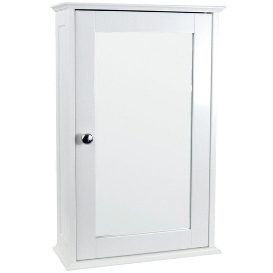 White -Single Mirror Cabinet With Shelf