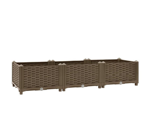 Set of 3 Rattan Effect Raised Garden Bed