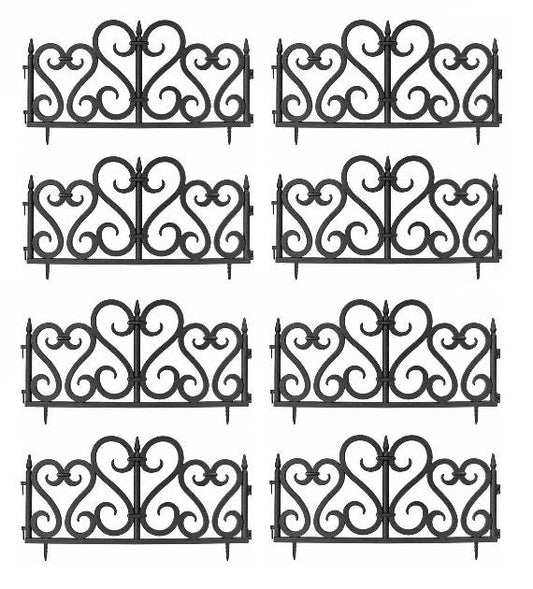 8Pk Garden Design Fence Set (Black)