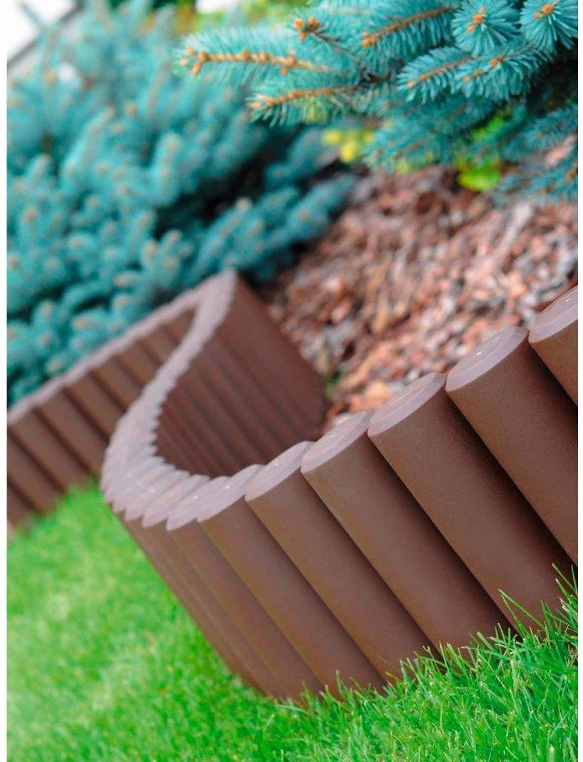 8PK Plastic Cylindrical Garden Edging (Brown)