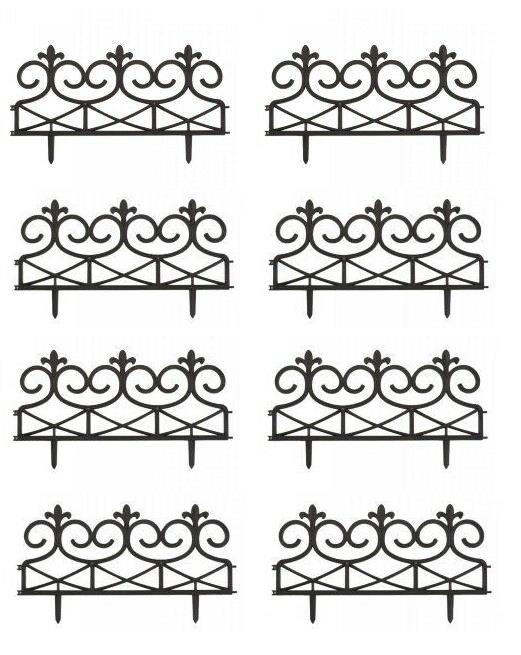 8Pk Garden  Victorian Style Fence (Black)